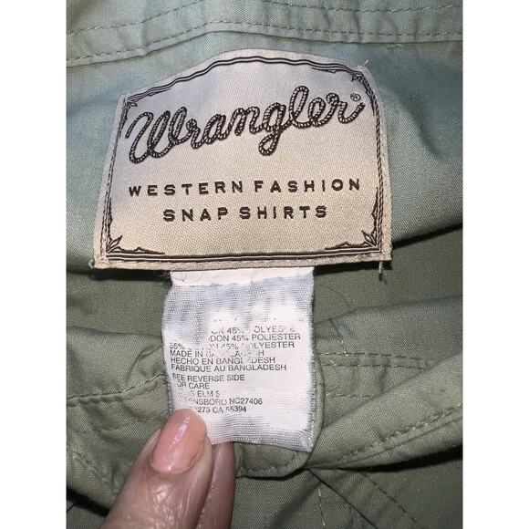 Wrangler Shirt Men Size 3XL Green Western Fashion Snap Buttons Short Sleeve READ - Picture 5 of 13